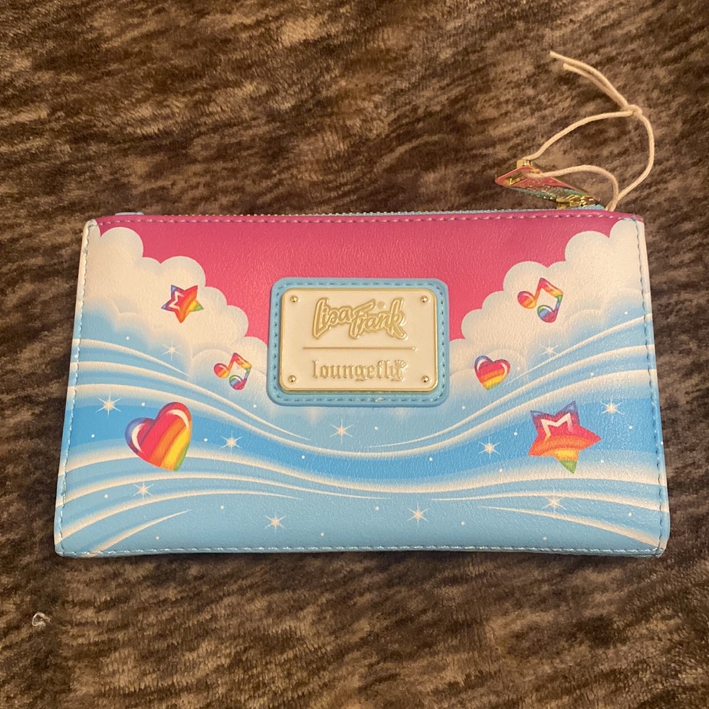 Loungefly Lisa Frank Unicorn Reflection Dolphin Rainbow Hearts Flap Wallet - Picture 6 of 8